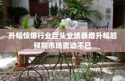 升幅惊爆行业巨头业绩暴增升幅超预期市场震动不已