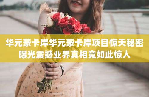 华元蒙卡岸华元蒙卡岸项目惊天秘密曝光震撼业界真相竟如此惊人