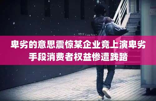 卑劣的意思震惊某企业竟上演卑劣手段消费者权益惨遭践踏