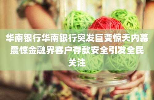 华南银行华南银行突发巨变惊天内幕震惊金融界客户存款安全引发全民关注