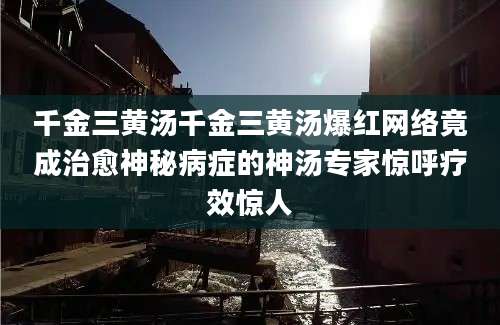 千金三黄汤千金三黄汤爆红网络竟成治愈神秘病症的神汤专家惊呼疗效惊人