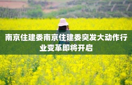南京住建委南京住建委突发大动作行业变革即将开启