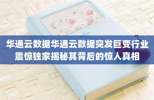 华通云数据华通云数据突发巨变行业震惊独家揭秘其背后的惊人真相