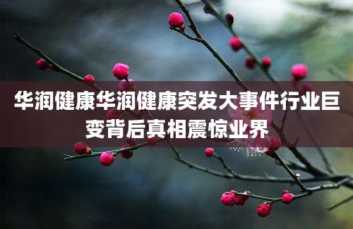 华润健康华润健康突发大事件行业巨变背后真相震惊业界