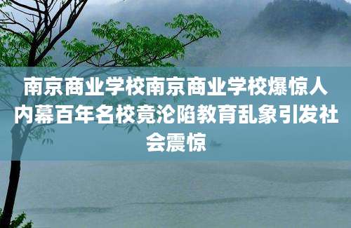 南京商业学校南京商业学校爆惊人内幕百年名校竟沦陷教育乱象引发社会震惊