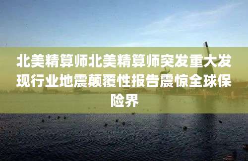 北美精算师北美精算师突发重大发现行业地震颠覆性报告震惊全球保险界
