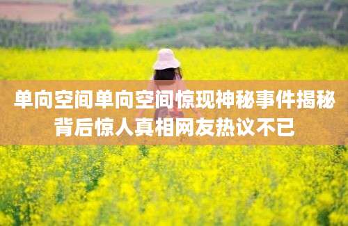 单向空间单向空间惊现神秘事件揭秘背后惊人真相网友热议不已