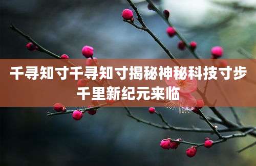 千寻知寸千寻知寸揭秘神秘科技寸步千里新纪元来临