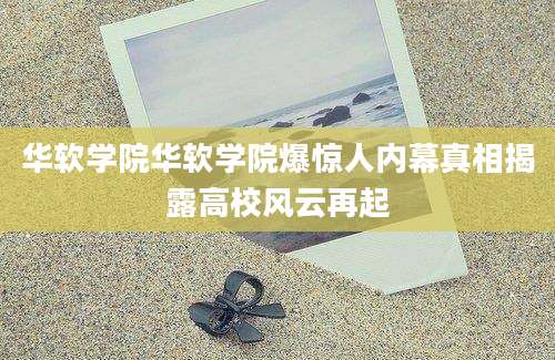 华软学院华软学院爆惊人内幕真相揭露高校风云再起