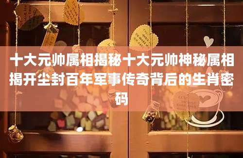 十大元帅属相揭秘十大元帅神秘属相揭开尘封百年军事传奇背后的生肖密码