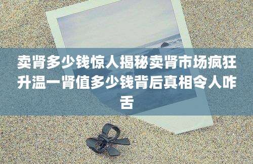 卖肾多少钱惊人揭秘卖肾市场疯狂升温一肾值多少钱背后真相令人咋舌